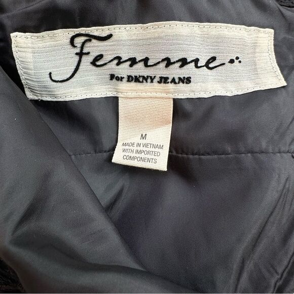 FEMME by DKNY Jeans Black Embellished Waist Satin Mini Dress Size Medium - Picture 5 of 13